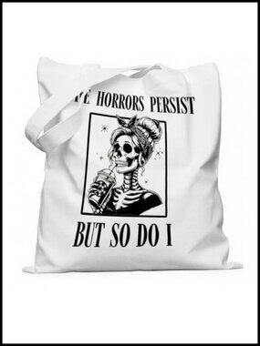 Gothic Skeleton Canvas Tote Bag Waterproof Sarcastic Quote Shoulder Bag